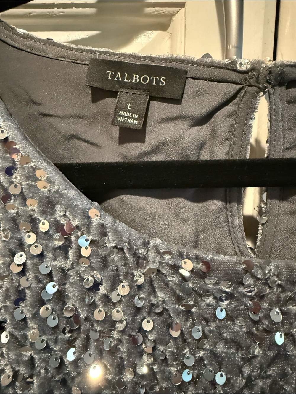 Sequin Silver top Talbots - Picture 2 of 4